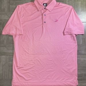 FootJoy FJ Men's Golf Polo Shirt Pink Herringbone Short Sleeve *Logo - Large L